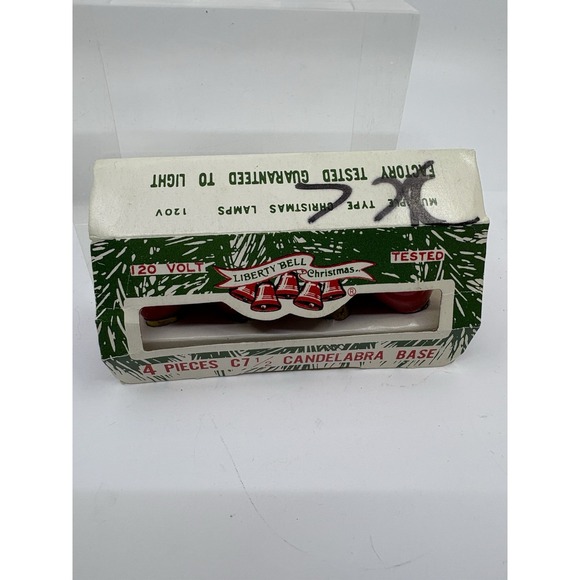 VINTAGE LIBERTY BELL CHRISTMAS BULBS 2 Packs C7 1/2 Candelabra Base Read* - Picture 4 of 10